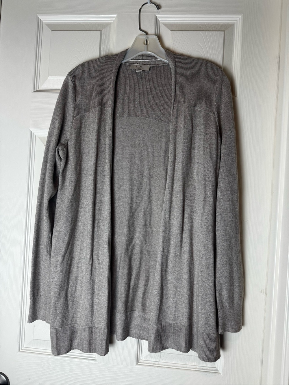 LOFT Outlet Petite Heathered neutral lightweight Open Cardigan small